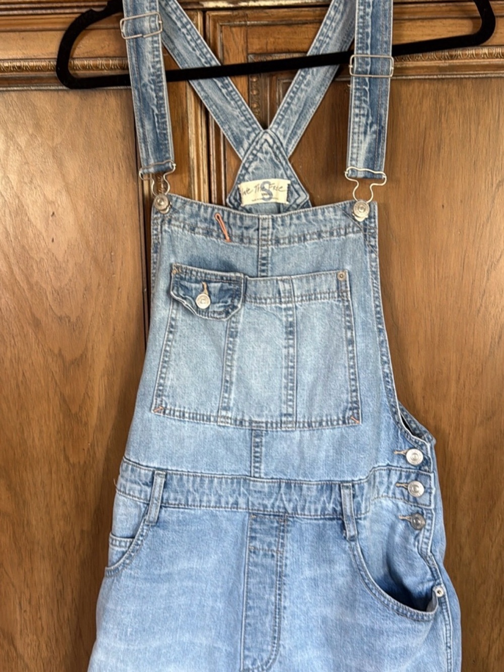 We The Free Light Blue Denim Relaxed Womens Overalls